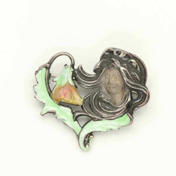 Lady Enamel Brooch Pin Sterling Silver 925 Fairy Lady Pin Pendant - Picture 3 of 10
